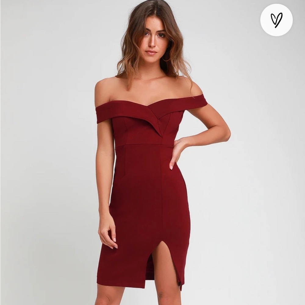 Size small Lulus burgundy / wine off shoulder cocktail dress